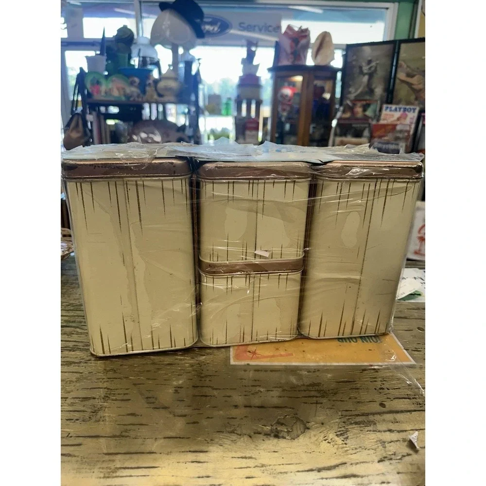 NEW Vintage Retro 1970s CheinCo Kitchen Canister Tin Set Of 4